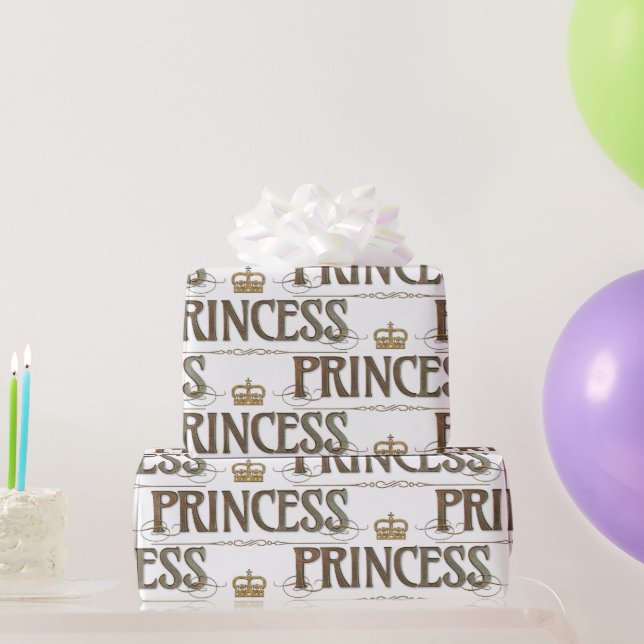 Elegant PRINCESS Royalty Lettering Krona Presentpapper (Festgåvor)