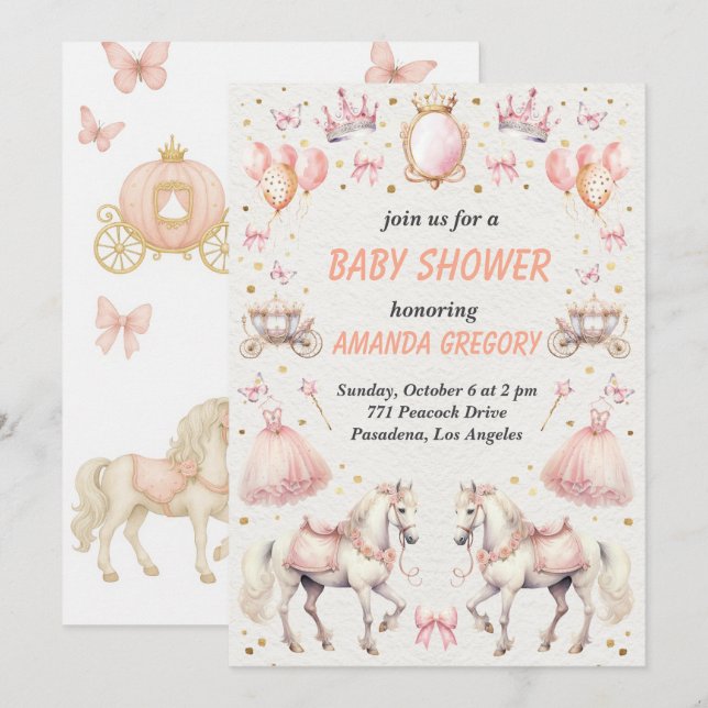 Elegant Princess - ThMB Shower-inbjudan Inbjudningar (Fram/baksida)