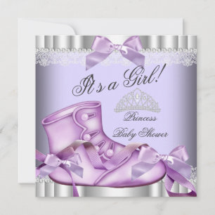 Elegant prinsessa baby shower flicka lavendel spet inbjudningar
