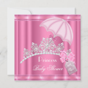 Elegant prinsessa baby shower flicka rosa tiara inbjudningar
