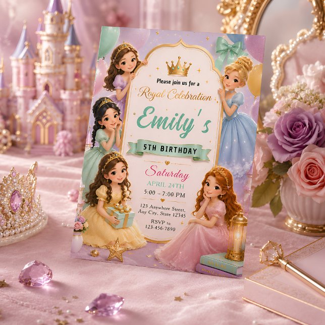 Elegant prinsessfödelsedag för kungligheter inbjudningar (Skapare uppladdad)