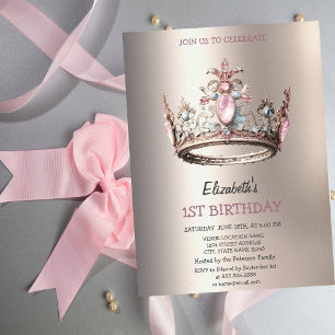 Elegant prinsesskrona slott Födelsedag Inbjudningar