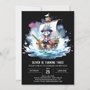 Elegant Printable Pirat Birthday Inbjudningar