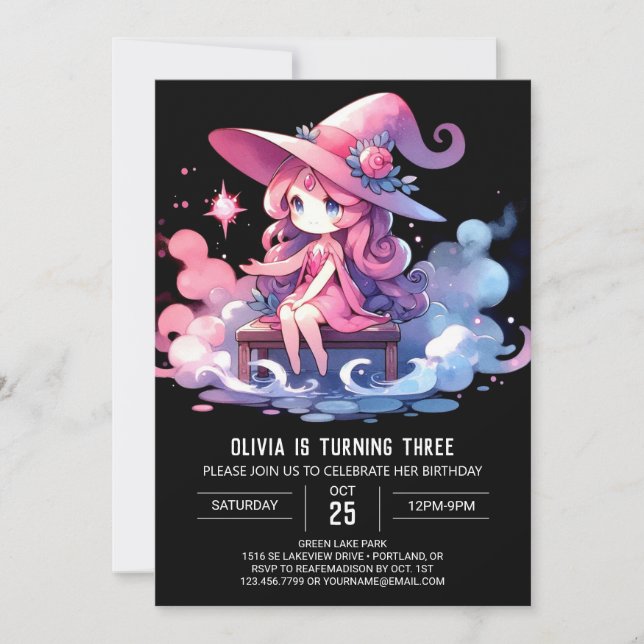Elegant Printable Wizard Birthday Inbjudningar (Framsida)
