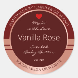 Elegant produktförpackningsetikett Burgundy Ro Gul Runt Klistermärke