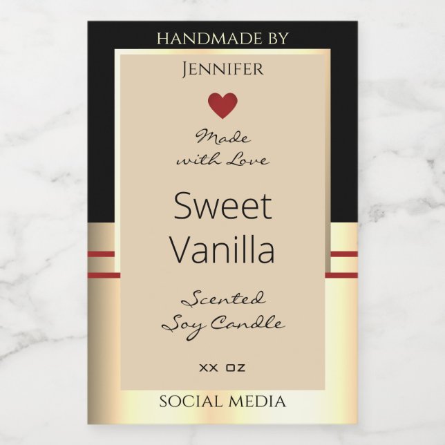 Elegant Produktförpackningsetiketter Black Beige G Mat Etikett (Singel etikett)