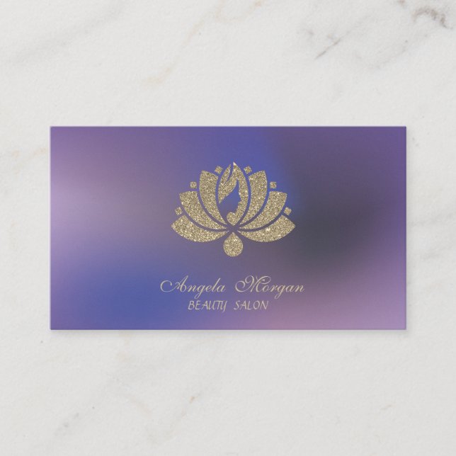 Elegant Professional Glitter Lotus Flower Purple Visitkort (Framsida)