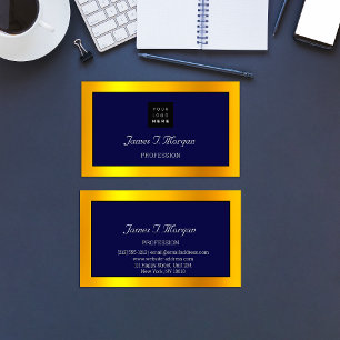 Elegant Professionell Bildrad Logotyp Vit Guld Visitkort