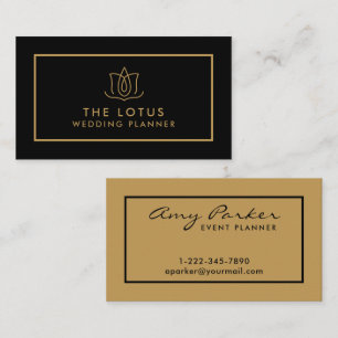 Elegant Professionell Black & Guld Bröllopsfixaren Visitkort
