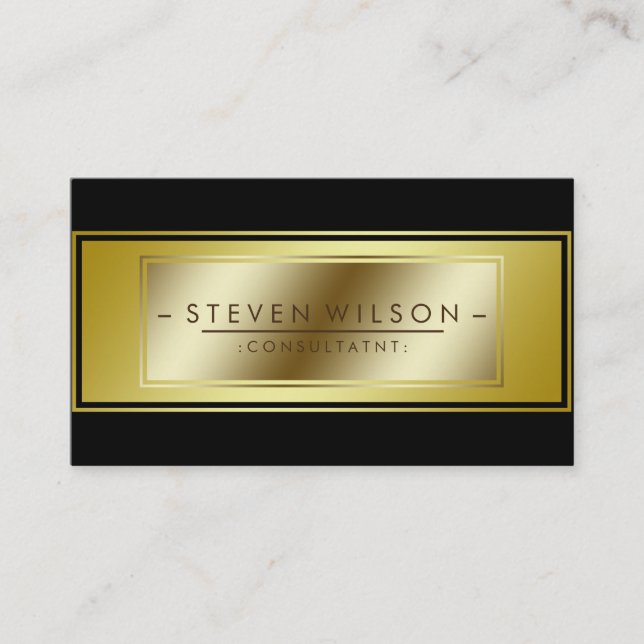 Elegant Professionell Black Modern Plain Guld Visitkort (Framsida)