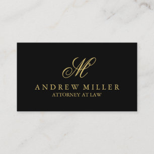 Elegant Professionell Black och Guld Monogram Visitkort