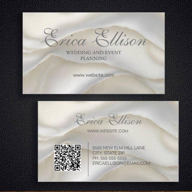 Elegant Professionell Business QR-kodsökning Visitkort (Elegant Mother of Pearl business cards personalized with a QR code for your website)