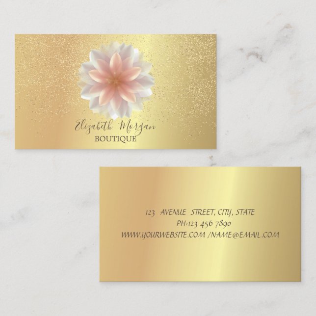 Elegant Professionell Chic Lotus Guld Confetti Visitkort (Fram/baksida)