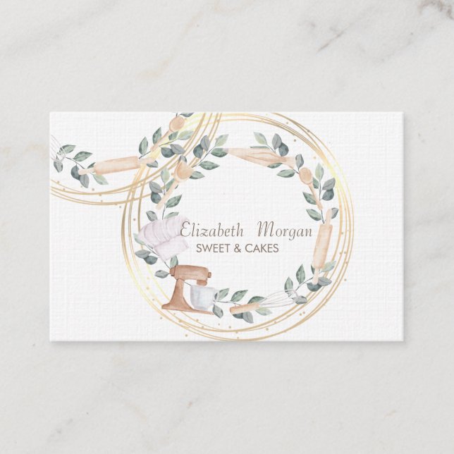 Elegant professionell Cirklar Mixer Tårta Blommig Visitkort (Framsida)