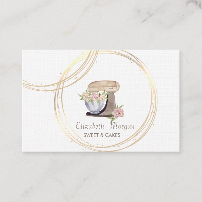 Elegant Professionell Cirkulär Retro Kakmixer Visitkort (Framsida)