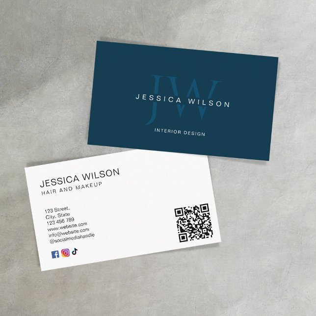 Elegant Professionell Corporate QR Code Monogram Visitkort (Skapare uppladdad)
