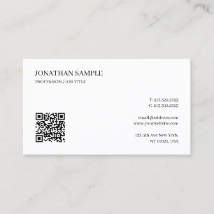 Elegant Professionell Enkel Anpassad Text QR-kod Visitkort
