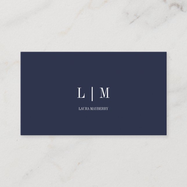 Elegant Professionell Enkel marin monogram Visitkort (Framsida)