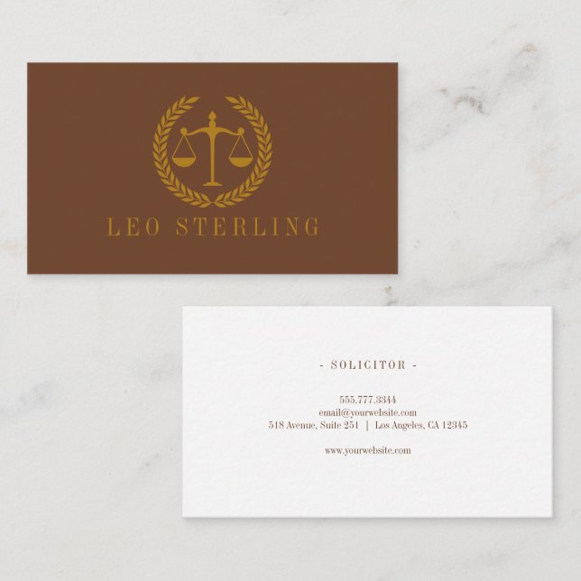 Elegant Professionell Enkel Minimalistisk Jurist  Visitkort (Fram/baksida)