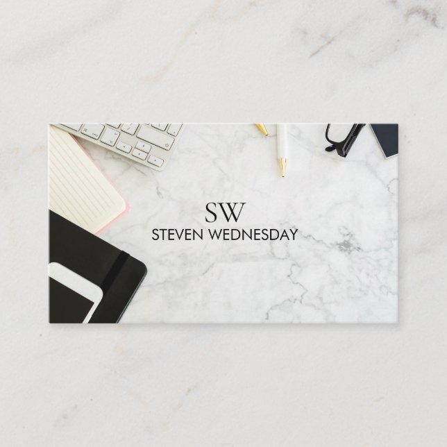 Elegant Professionell Enkel Monogram Minimalistisk Visitkort (Framsida)
