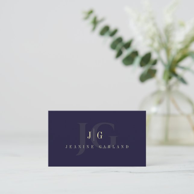 Elegant Professionell Enkel Monogram Minimalistisk Visitkort (Stående Fram)