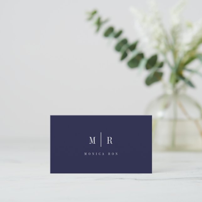 Elegant Professionell Enkel Monogram Minimalistisk Visitkort (Stående Fram)