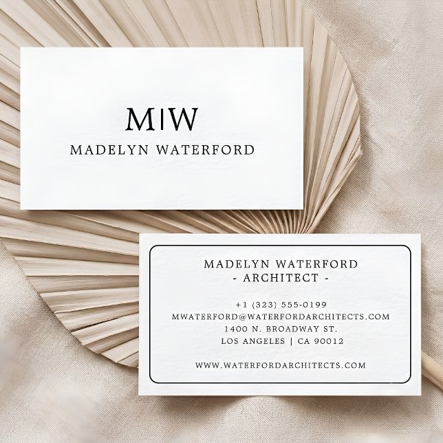 Elegant Professionell Enkel Monogram Minimalistisk Visitkort (Elegant Professional Simple Monogram Minimalist Business Card)