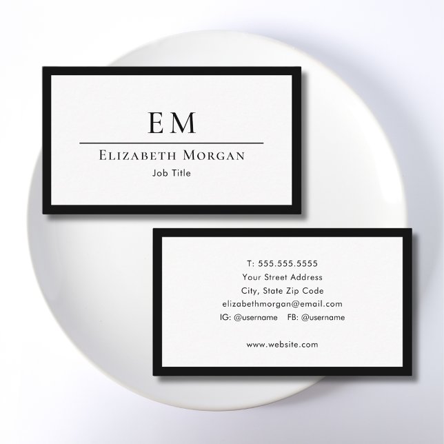 Elegant Professionell Enkel Monogram Minimalistisk Visitkort (Skapare uppladdad)