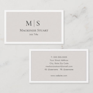 Elegant Professionell Enkel Monogram Minimalistisk Visitkort