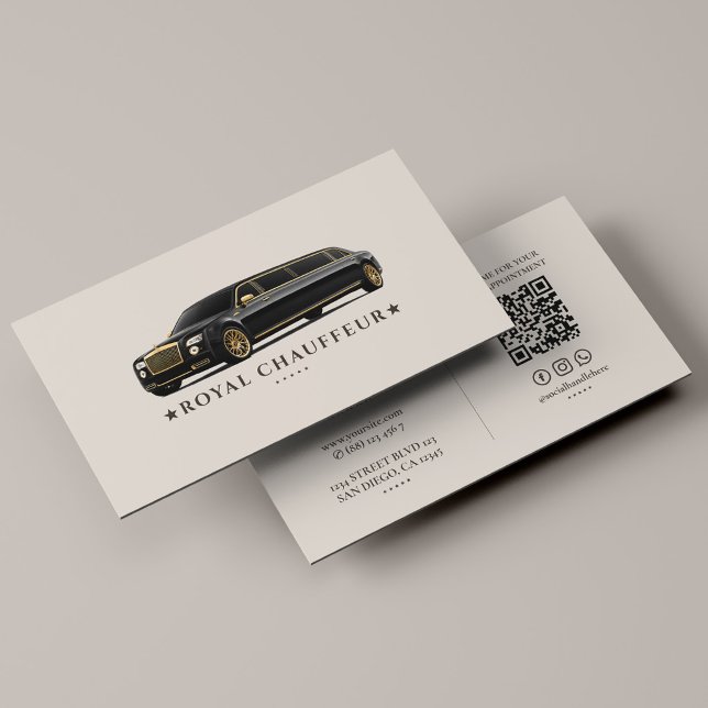 Elegant professionell exekutiv limousinechaufför S Visitkort (Elegant Professional Executive Limo Chauffeur Sand Business Card
)