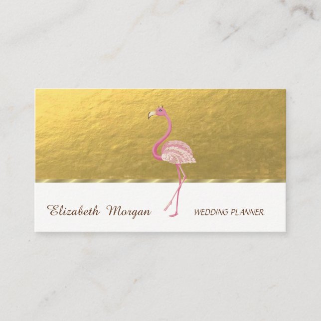 Elegant Professionell,Falskt Guld, Rosa Flamingo Visitkort (Framsida)