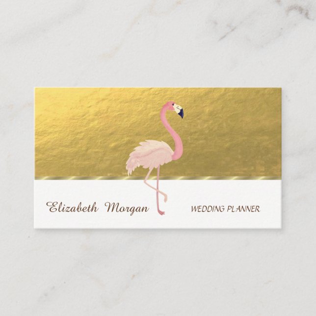 Elegant Professionell,Falskt Guld, Rosa Flamingo Visitkort (Framsida)