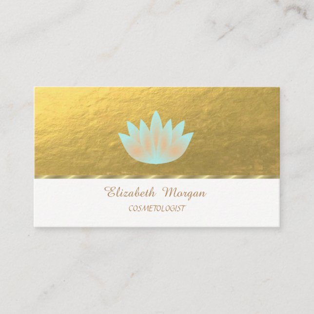 Elegant Professionell,Faux Guld, Lotus Visitkort (Framsida)