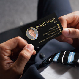Elegant professionell foto svart guld QR-kod Visitkort