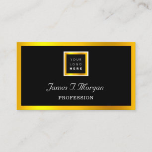 Elegant Professionell Framad Logotyp Svart VIP Gul Visitkort