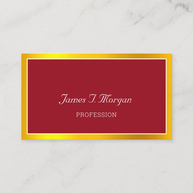 Elegant Professionell Framed VIP Red White Golden Visitkort (Framsida)