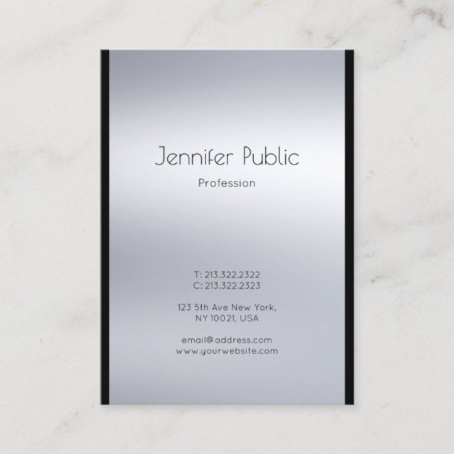 Elegant Professionell Glamor Silver Plain Luxury Visitkort (Framsida)