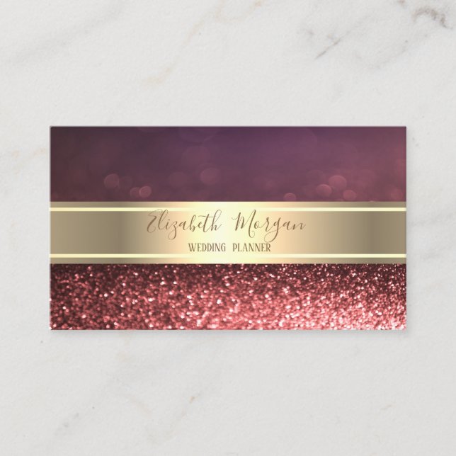 Elegant professionell glitter bokeh, guldrand visitkort (Framsida)