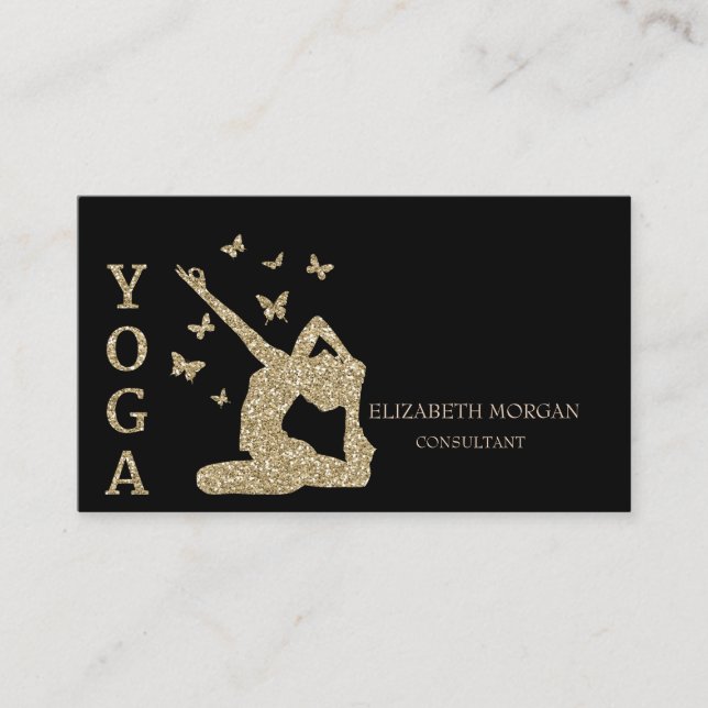 Elegant Professionell Glitter Kvinnor Silhuett Yog Visitkort (Framsida)