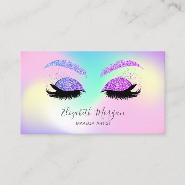 Elegant Professionell Glitter Lash HoloGraph Visitkort (Framsida)