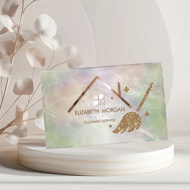 Elegant Professionell Glitter Sopborste Hus Opal Visitkort (Skapare uppladdad)
