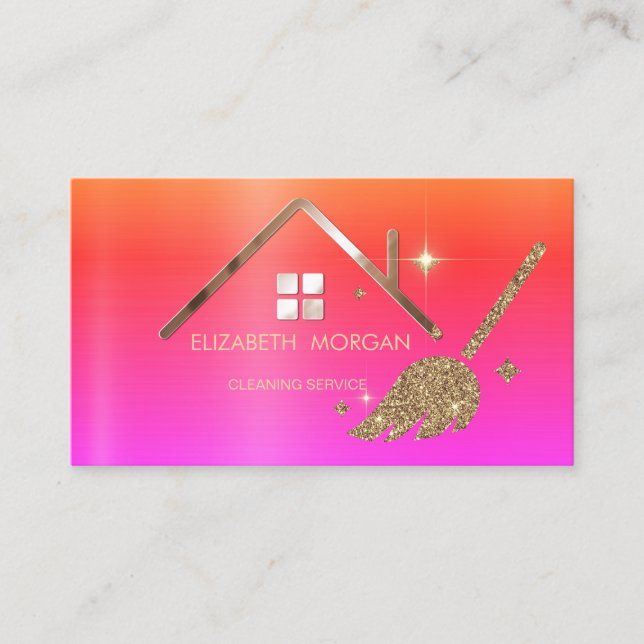 Elegant professionell glitter sopborste hus  visitkort (Framsida)