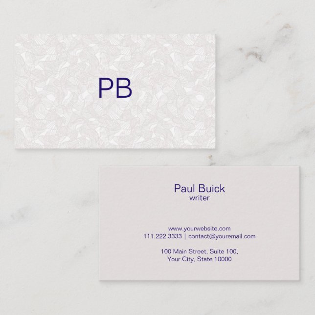 Elegant Professionell Grått Mönster Business Card Visitkort (Fram/baksida)