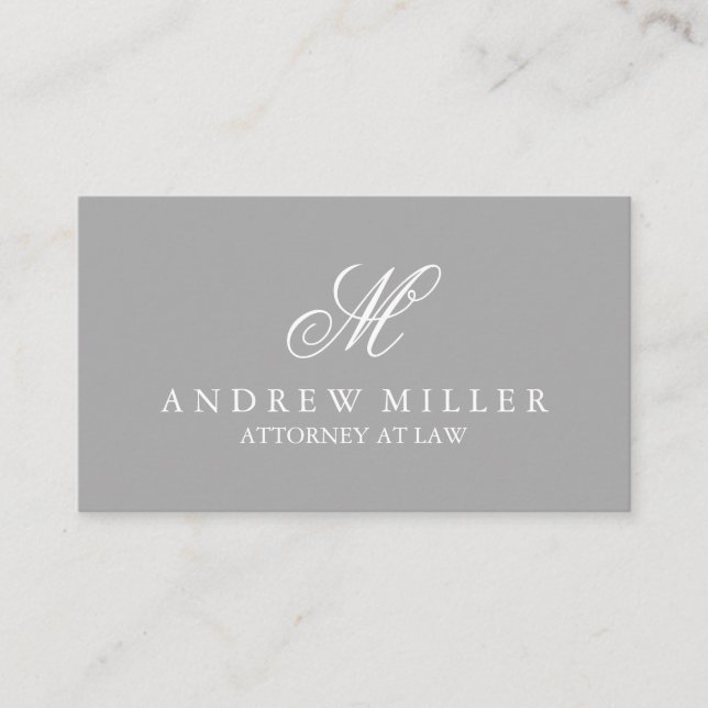 Elegant Professionell Grått och vita monogram Visitkort (Framsida)