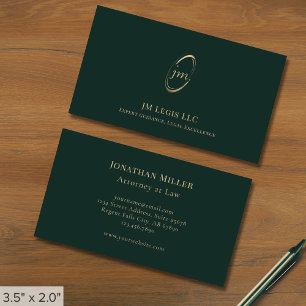 Elegant Professionell Grönt Guld Lawyer Visitkort