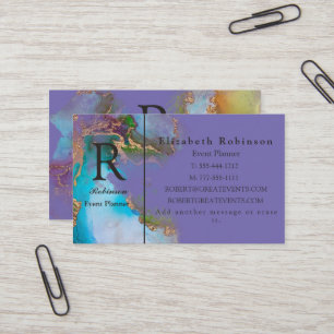 Elegant Professionell Guld Blue Lila Periwinkle Visitkort