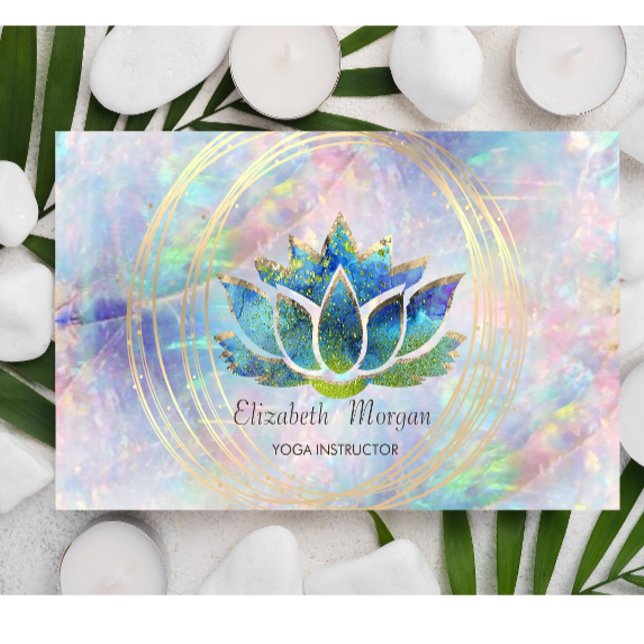 Elegant Professionell,Guld Circles Lotus Opal Visitkort (Skapare uppladdad)