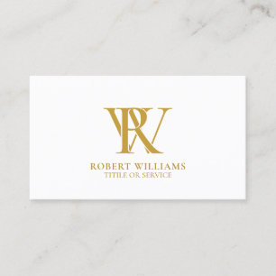 Elegant Professionell Guld Gult Monogram White Visitkort