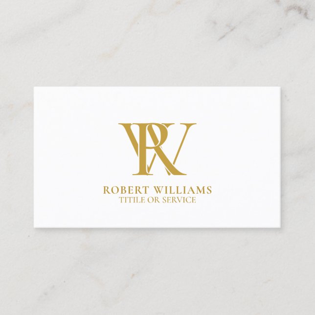Elegant Professionell Guld Gult Monogram White Visitkort (Framsida)