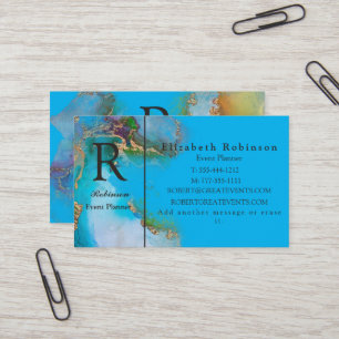 Elegant Professionell Guld Himlar Blue Marble Busi Visitkort